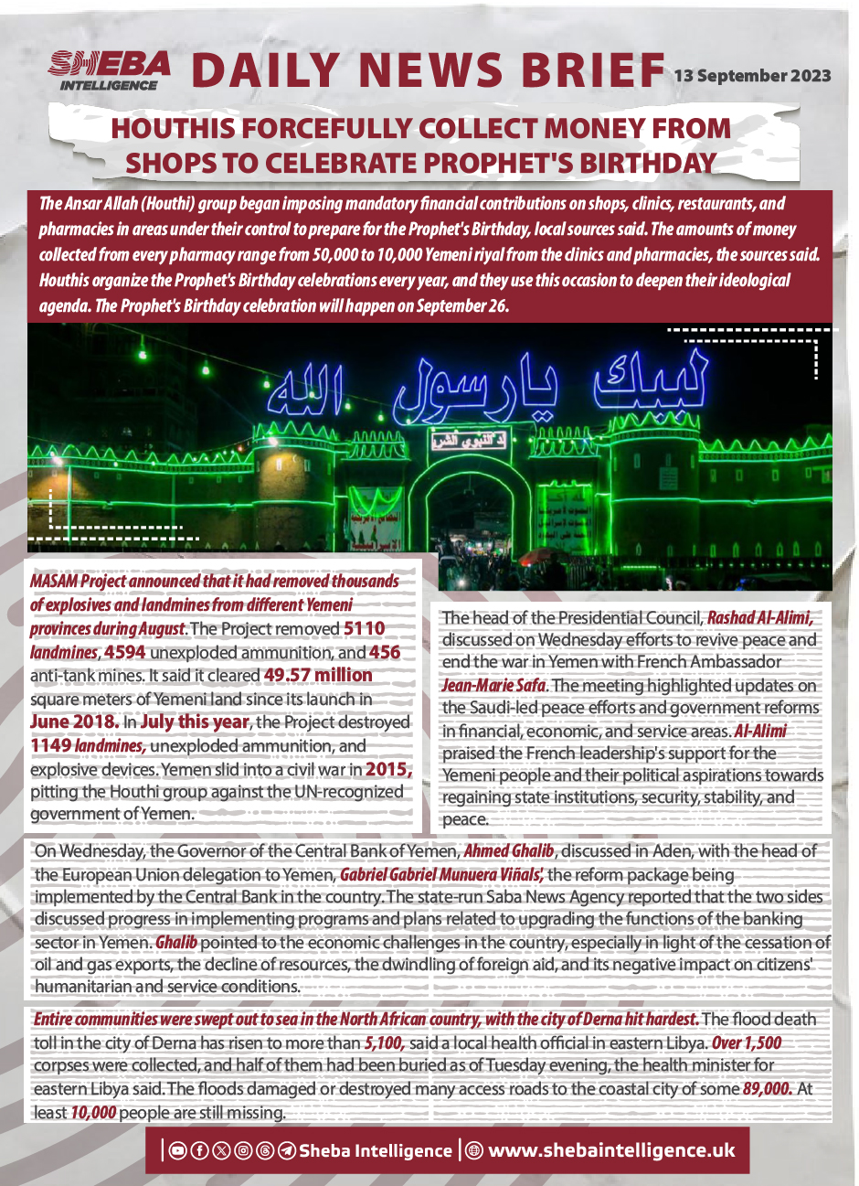 Houthis Forcefully Collect Money from Shops to Celebrate Prophet's Birthday