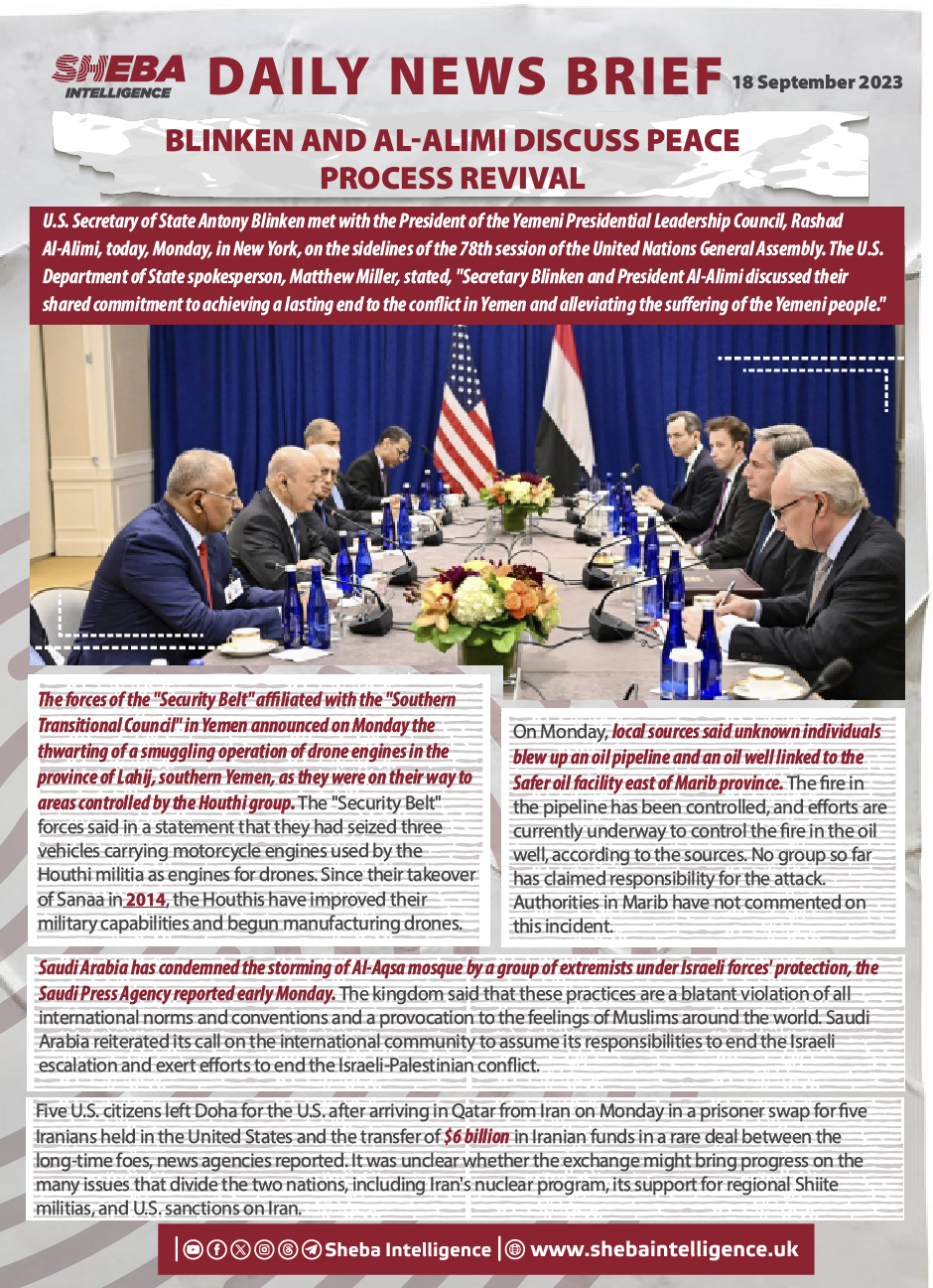 Blinken and Al-Alimi Discuss Peace Process Revival