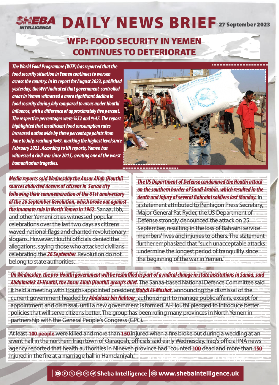 WFP: Food Security in Yemen Continues to Deteriorate