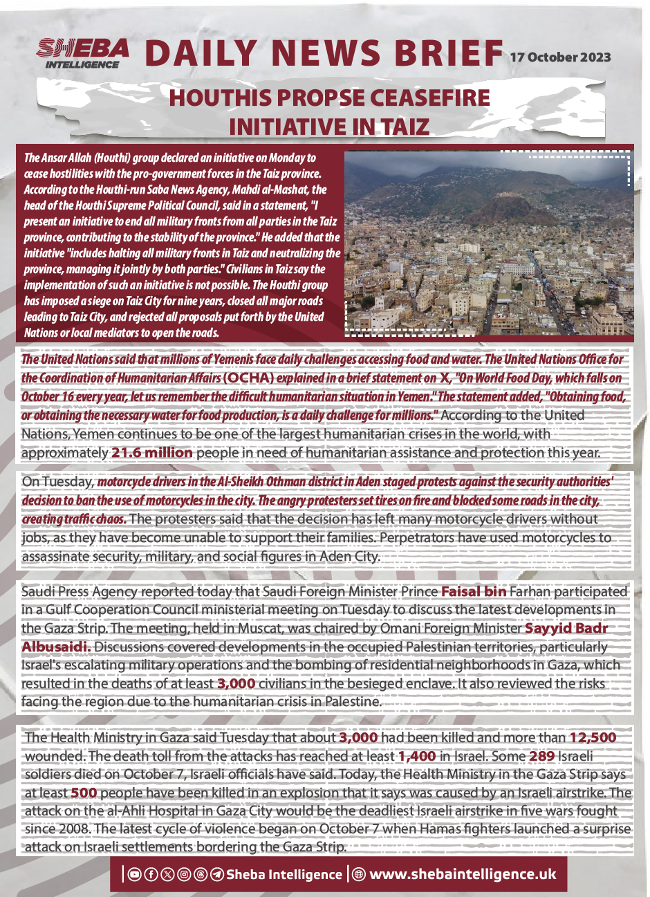 Houthis Propse Ceasefire Initiative in Taiz