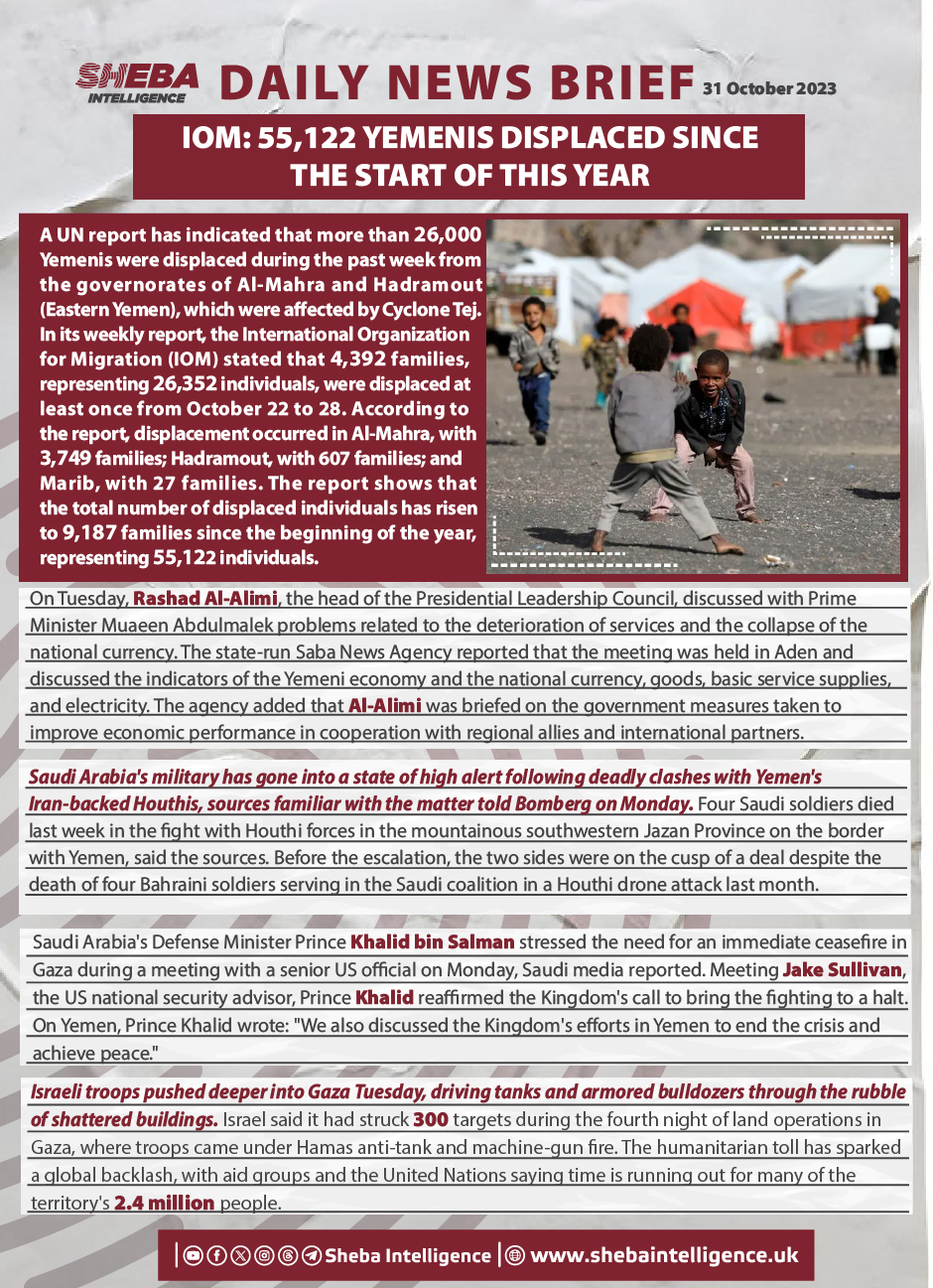 IOM: 55,122 Yemenis Displaced Since the Start of This Year