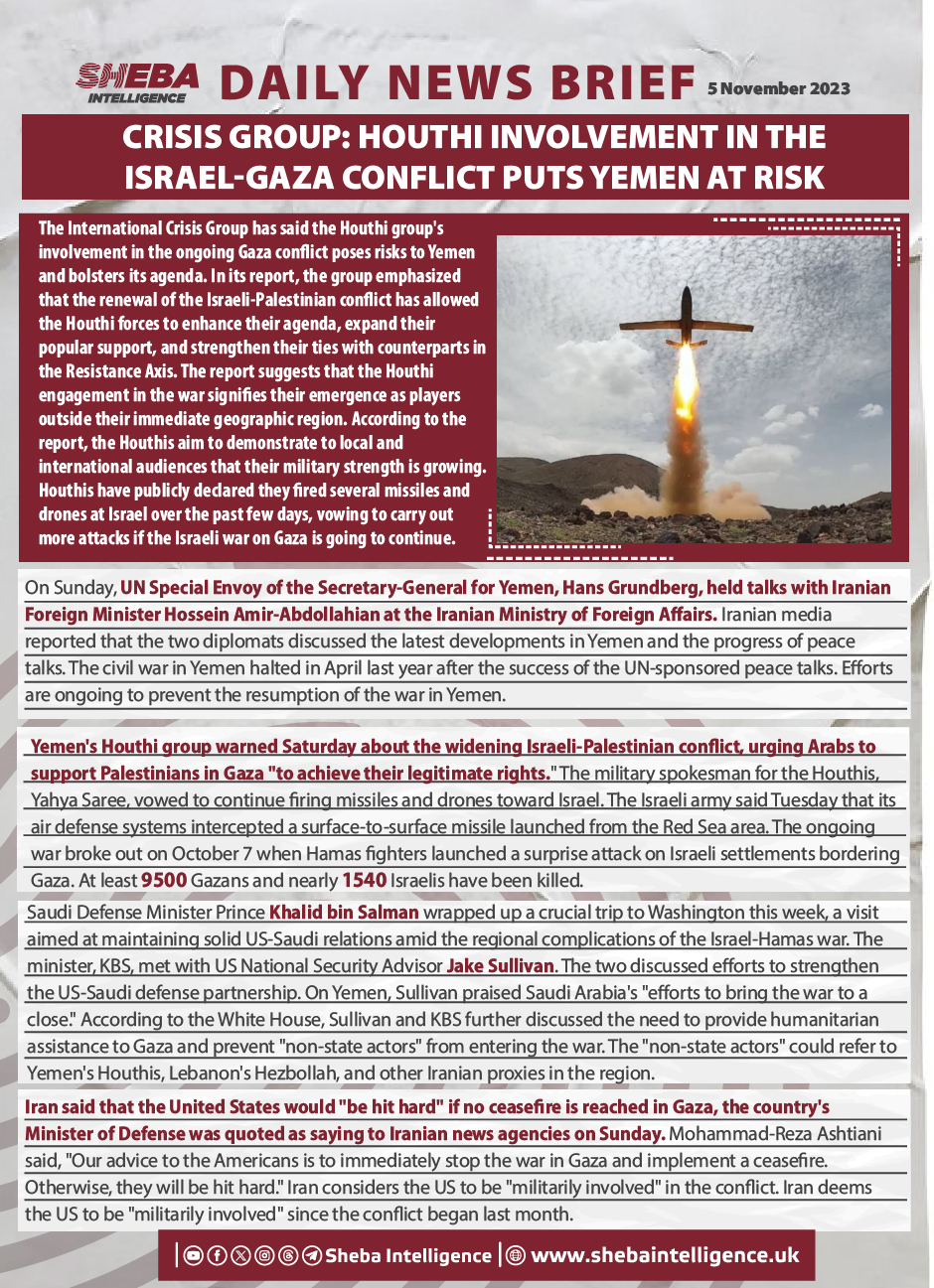 Crisis Group: Houthi Involvement in the Israel-Gaza Conflict Puts Yemen at Risk