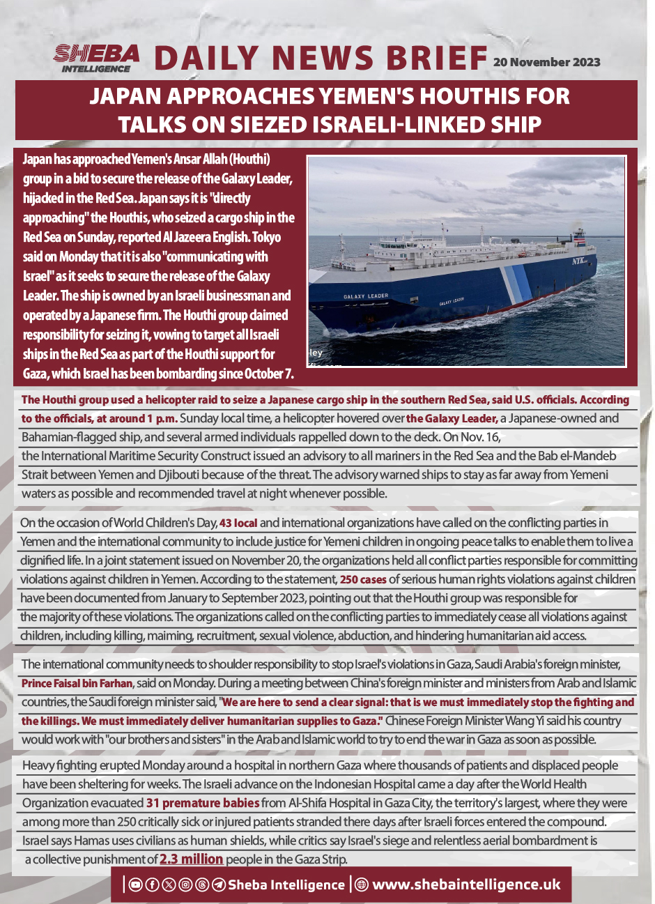 Japan Approaches Yemen's Houthis for Talks on Siezed Israeli-Linked Ship