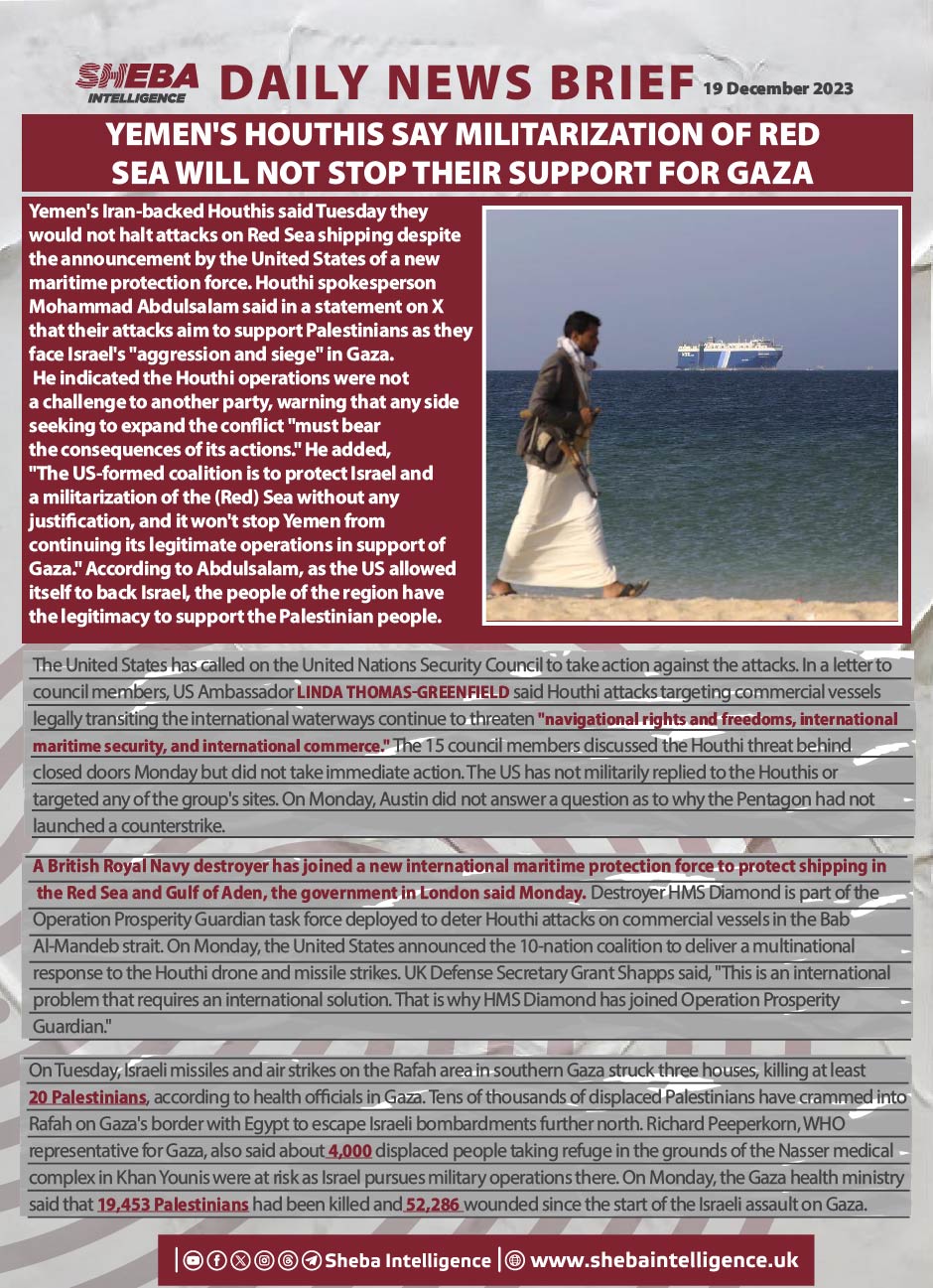 Yemen's Houthis Say Militarization of Red Sea Will Not Stop Their Support for Gaza