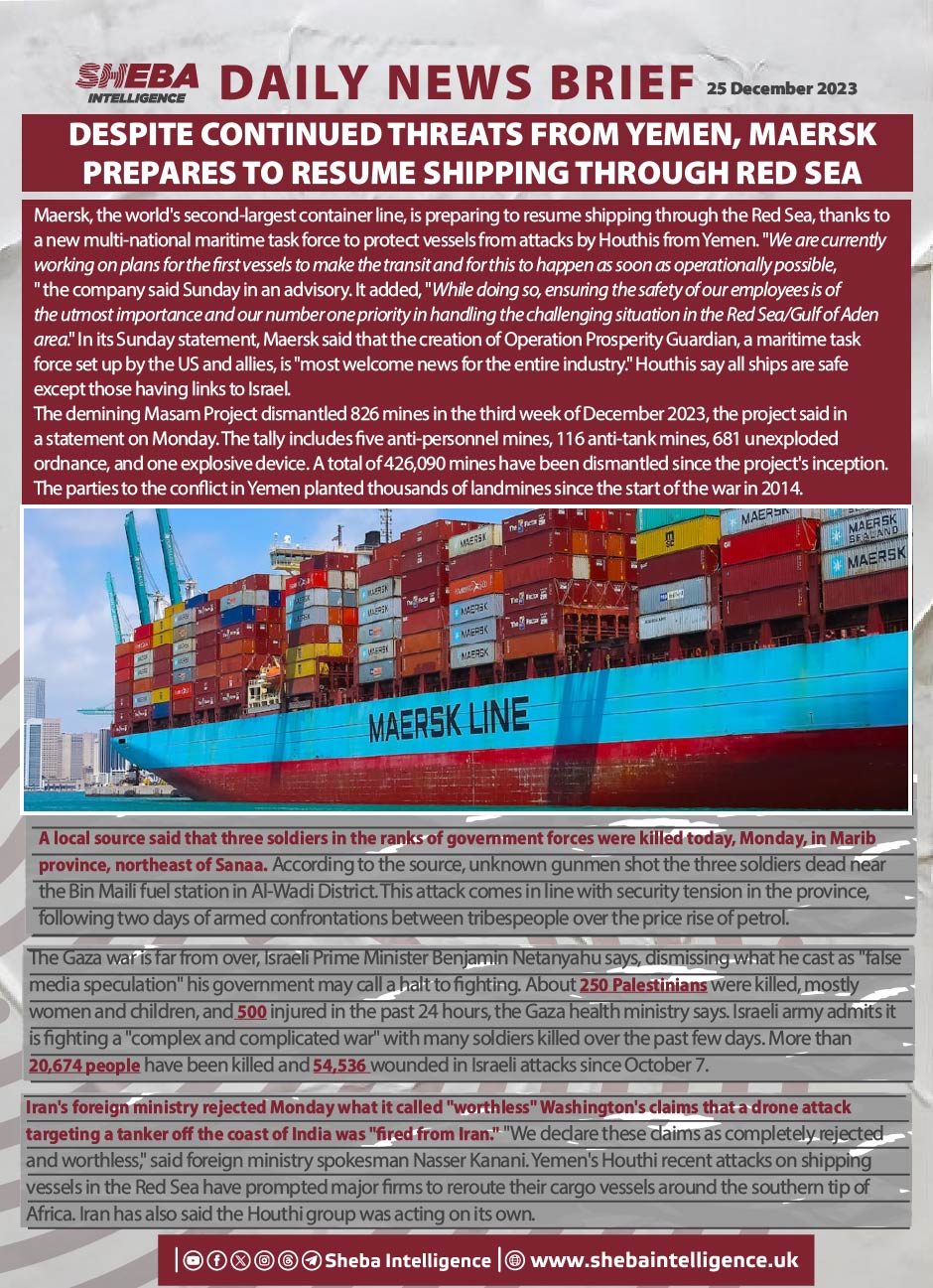 Despite Continued Threats From Yemen, Maersk Prepares to Resume Shipping Through Red Sea