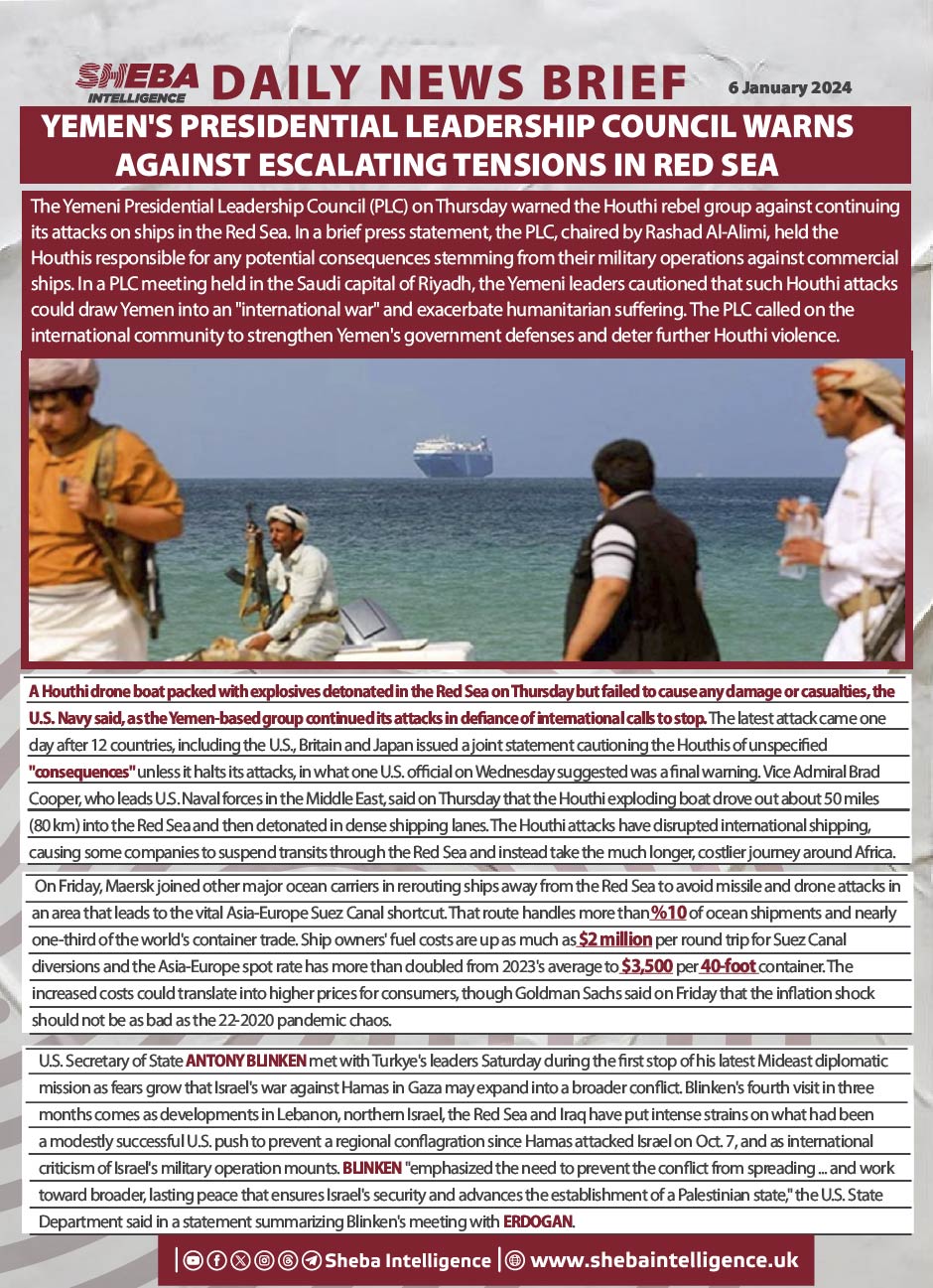 Yemen's Presidential Leadership Council Warns Against Escalating Tensions in Red Sea