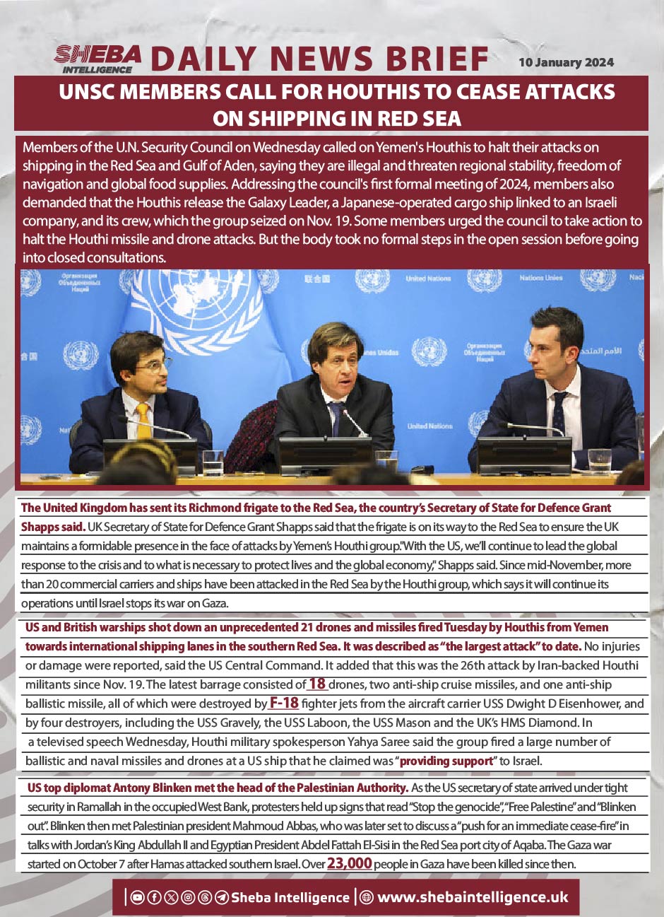 UNSC Members Call for Houthis to Cease Attacks on Shipping in Red Sea