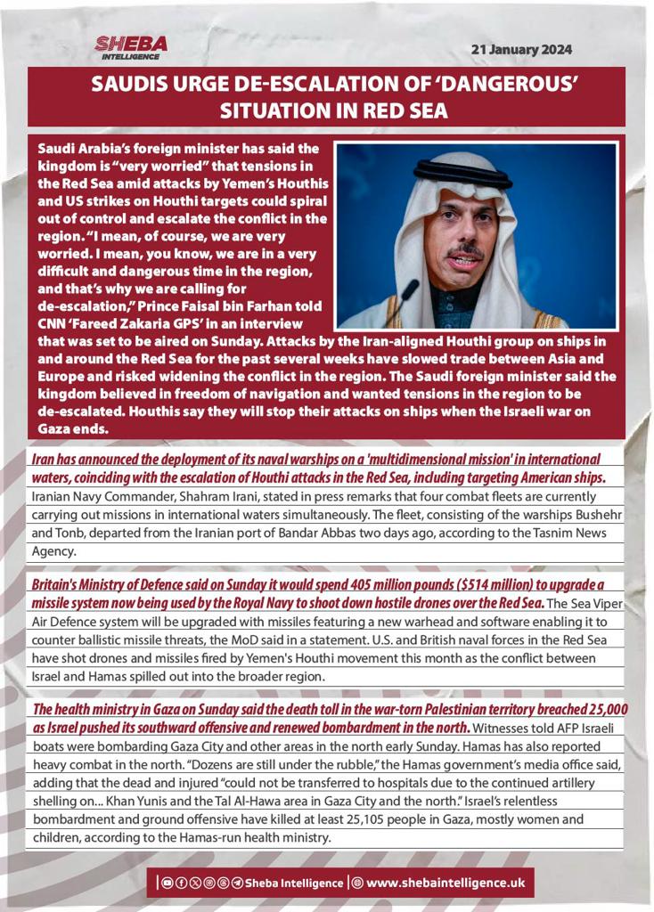 Saudis urge De-escalation of ‘Dangerous’ Situation in Red Sea
