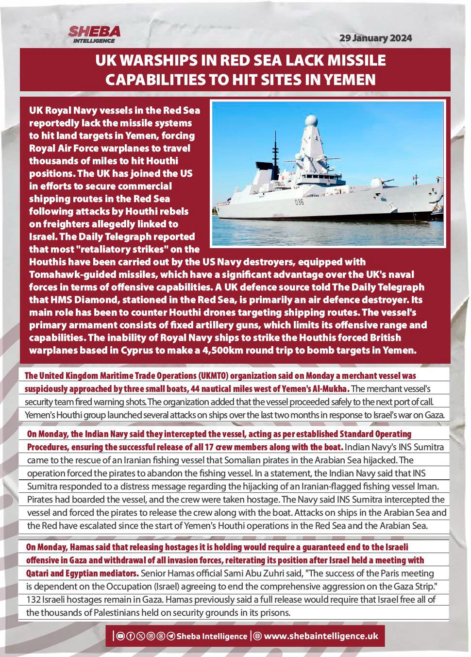 UK Warships in Red Sea Lack Missile Capabilities to Hit Sites in Yemen