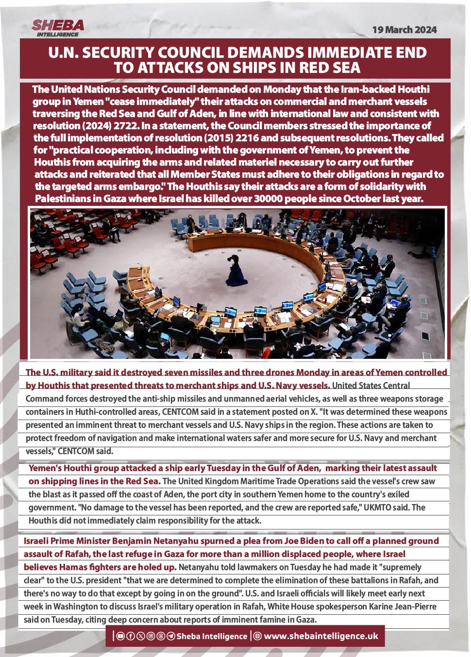 U.N. Security Council Demands Immediate End to Attacks on Ships in Red Sea
