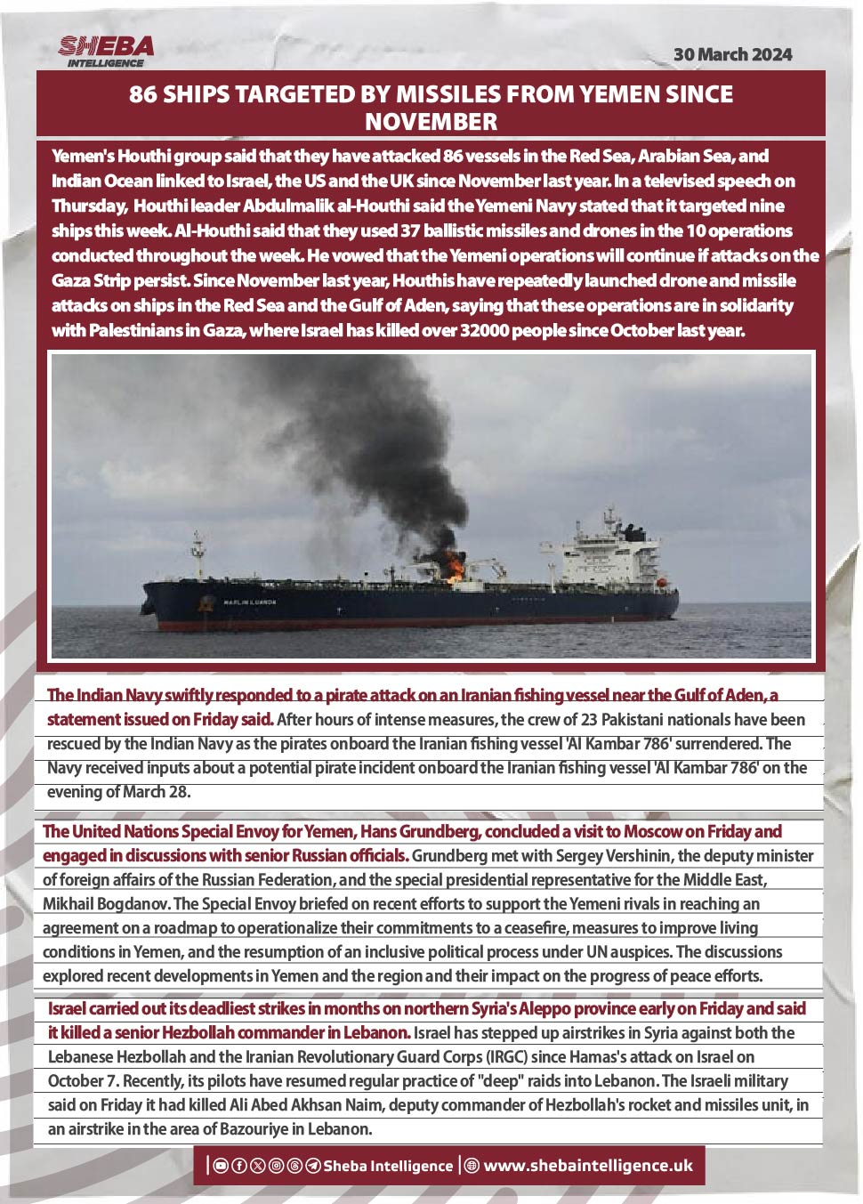 86 Ships Targeted by Missiles From Yemen Since November