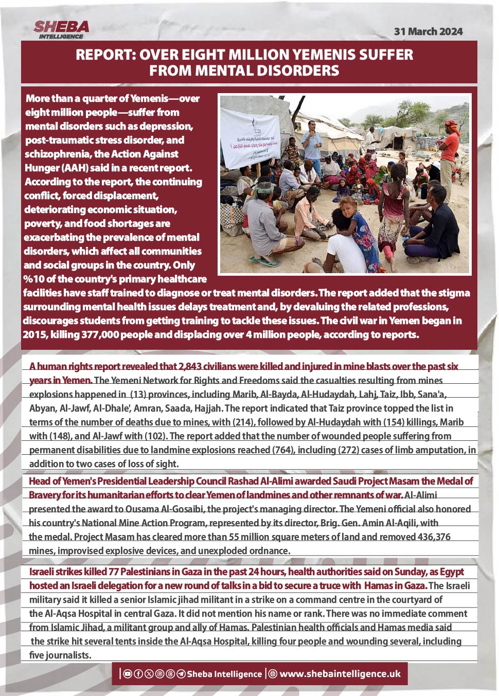 Report: Over Eight Million Yemenis Suffer from Mental Disorders