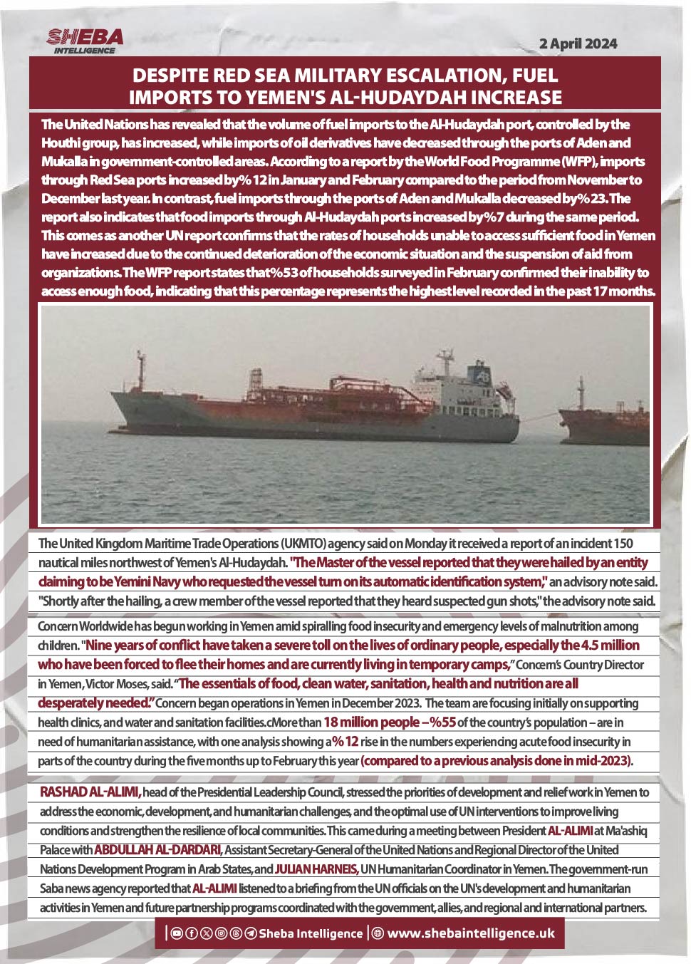 Despite Red Sea Military Escalation, Fuel Imports to Yemen's Al-Hudaydah Increase