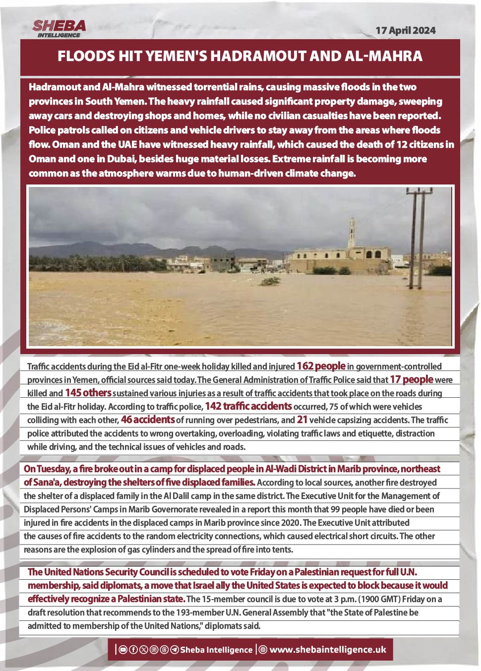 Floods Hit Yemen's Hadramout and Al-Mahra