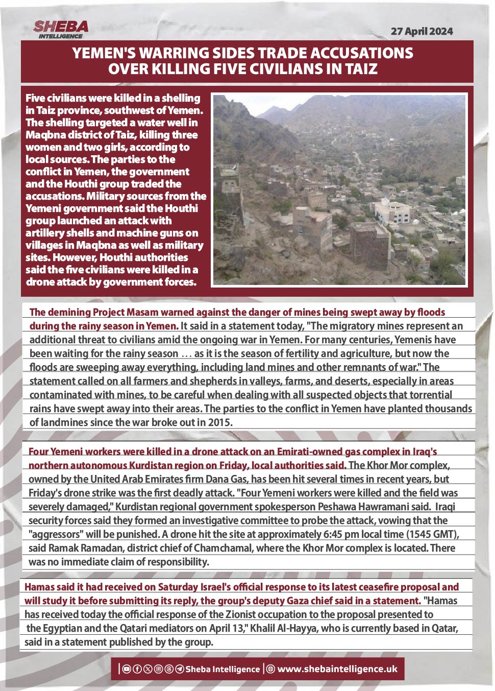 Yemen's Warring Sides Trade Accusations Over Killing Five Civilians in Taiz