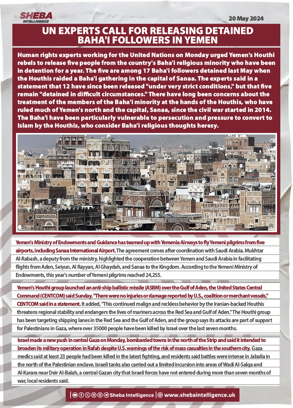 UN Experts Call for Releasing Detained Baha'i Followers in Yemen