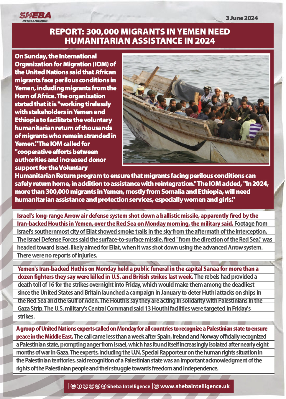 Report: 300,000 Migrants in Yemen Need Humanitarian Assistance in 2024