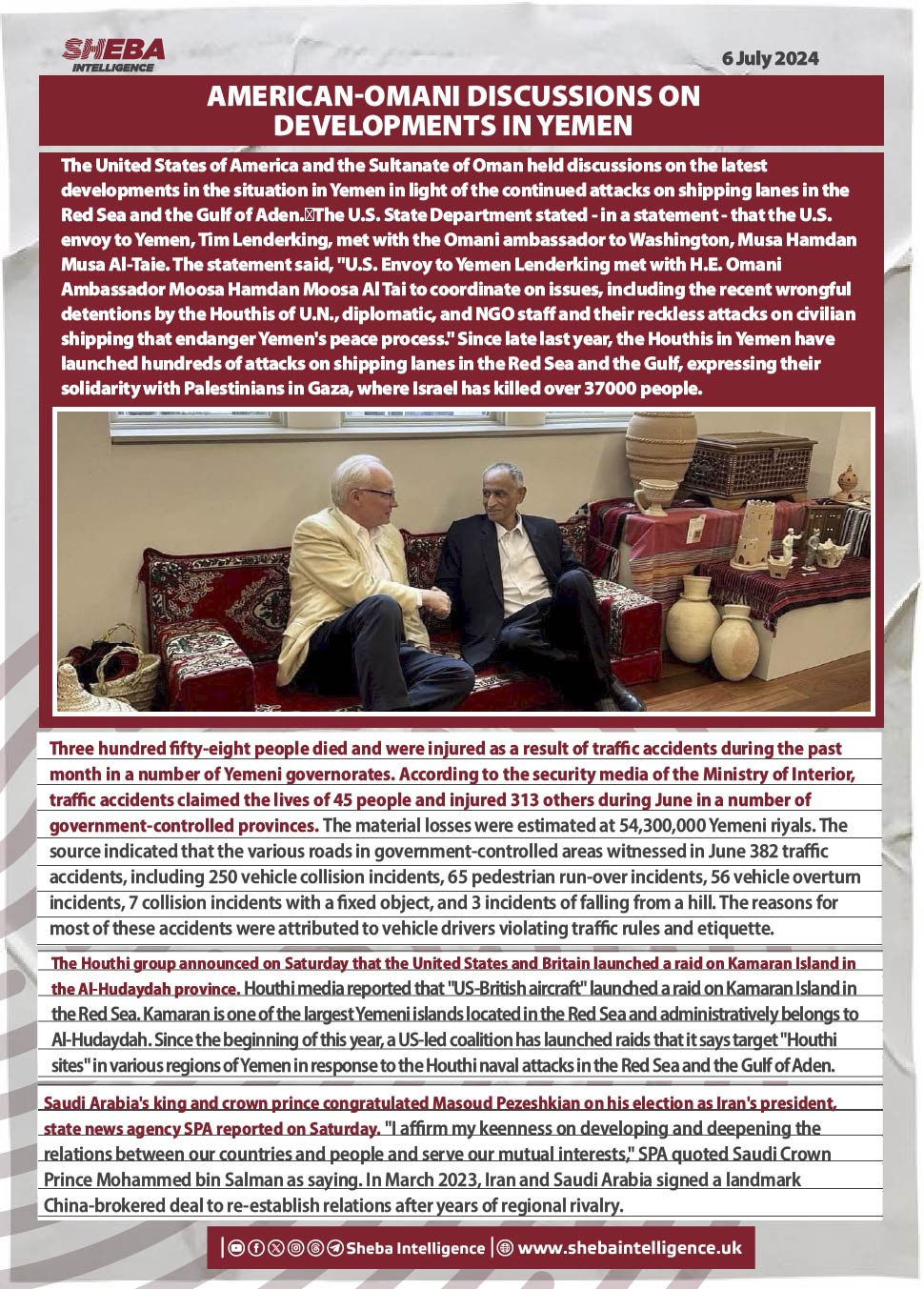 American-Omani Discussions on Developments in Yemen