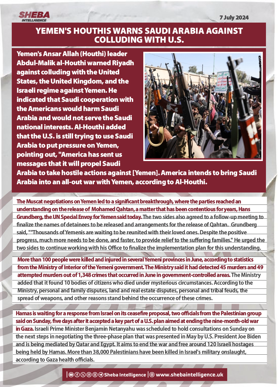 Yemen's Houthis Warns Saudi Arabia Against Colluding with U.S.