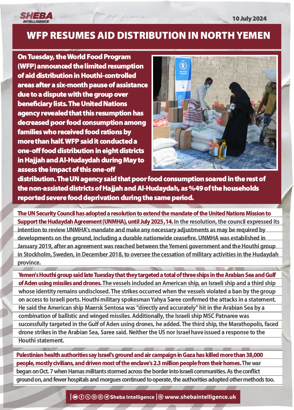 WFP Resumes Aid Distribution in North Yemen
