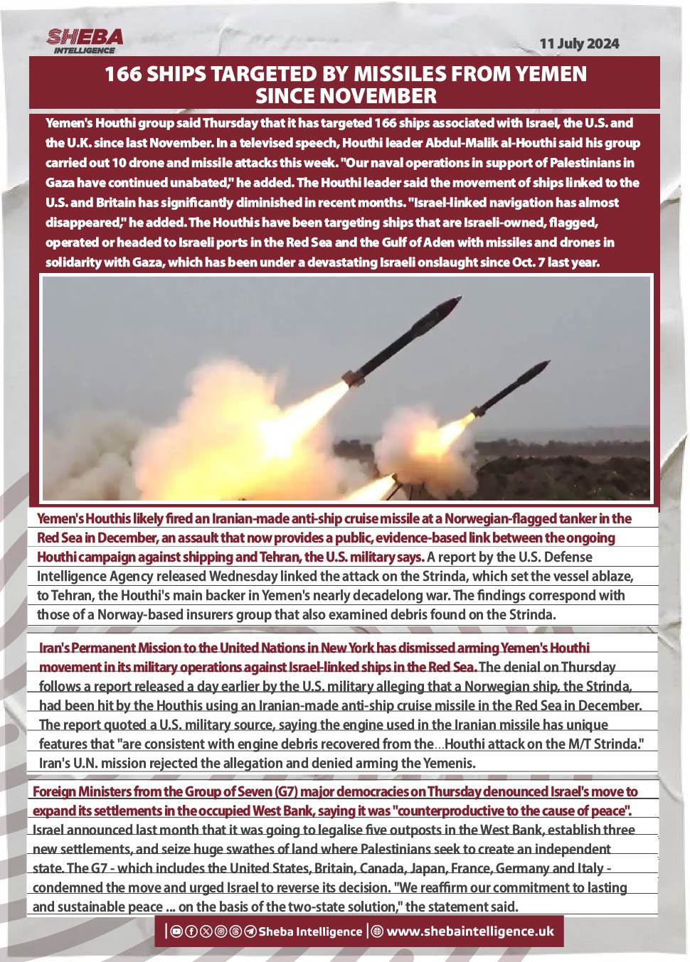 166 Ships Targeted by Missiles From Yemen Since November