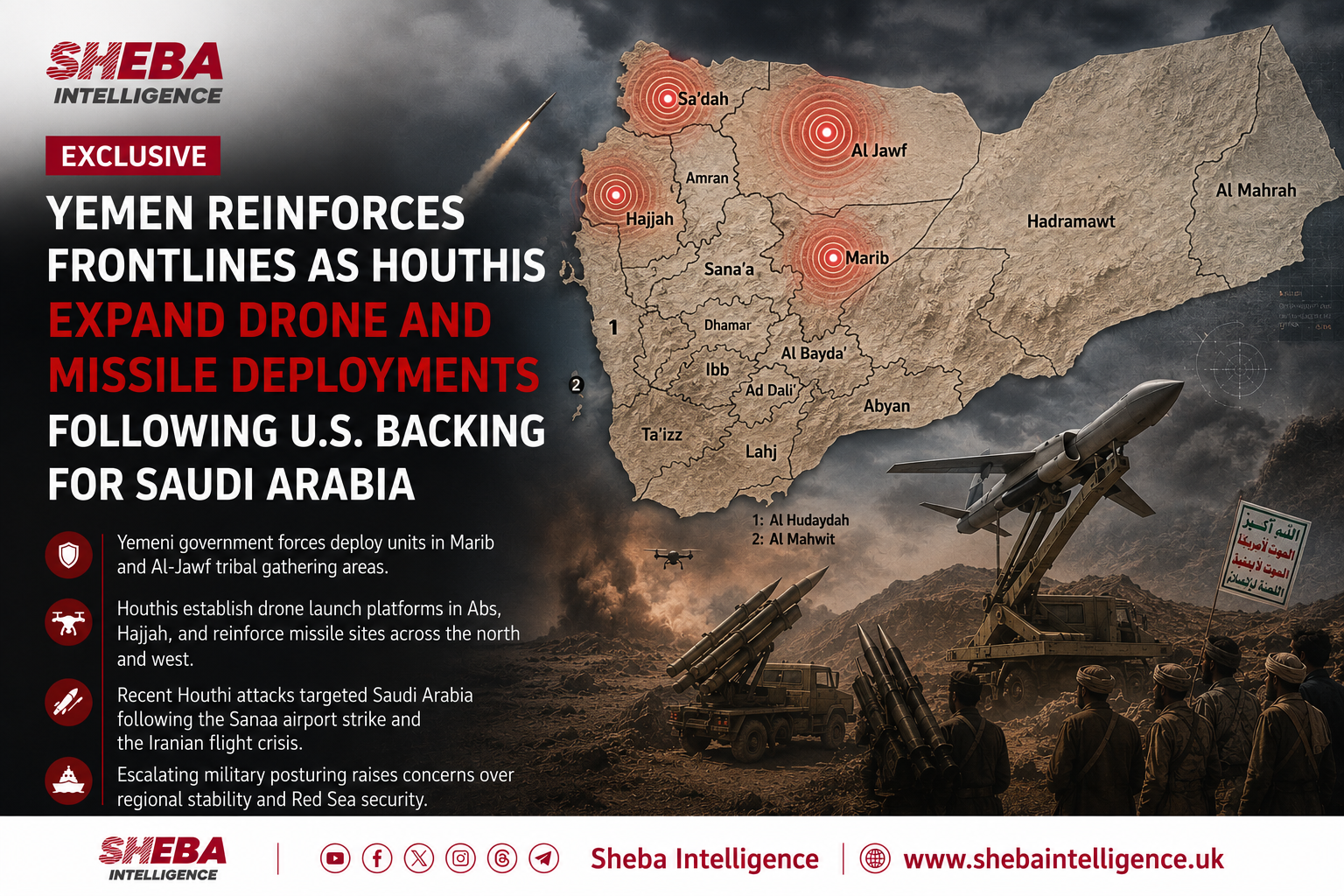Exclusive: Yemen Reinforces Frontlines as Houthis Expand Drone and Missile Deployments Following U.S. Backing for Saudi Arabia