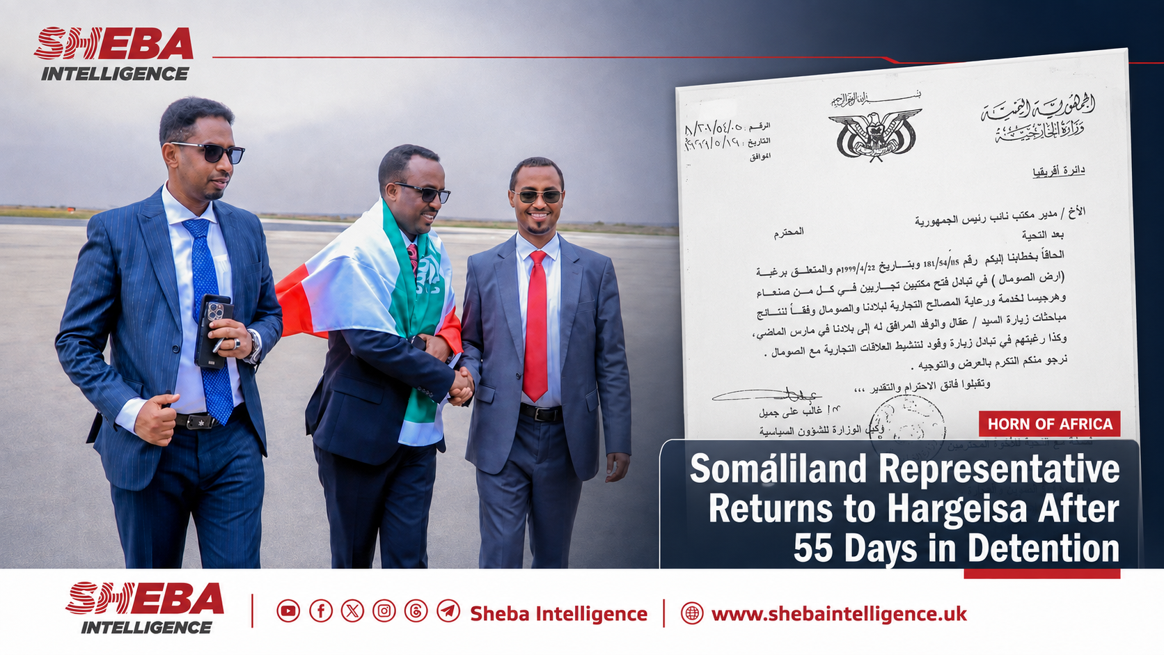 Somaliland Representative to Yemen Welcomed in Hargeisa After 55 Days in Detention