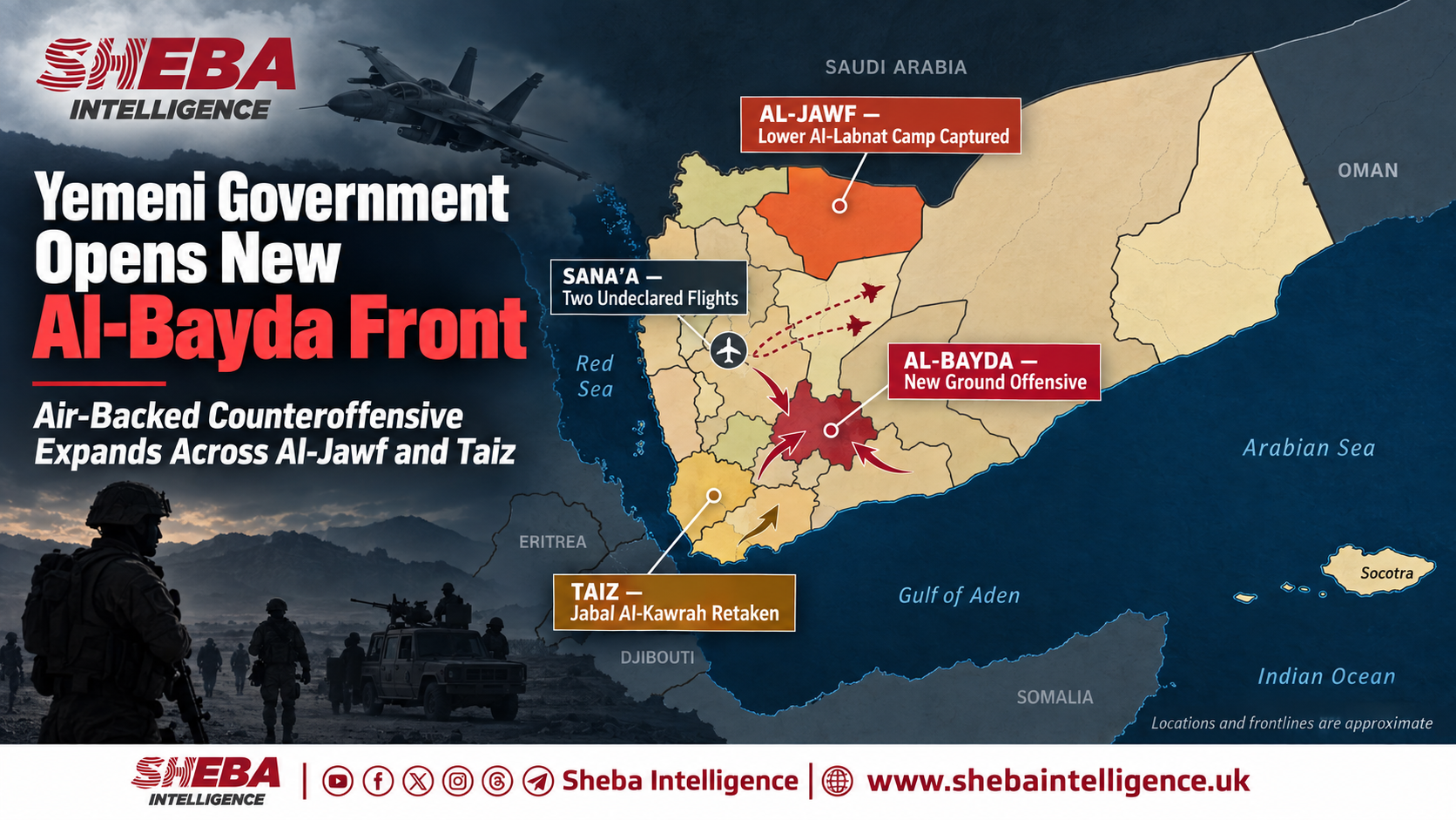 Yemeni Government Opens New Al-Bayda Front as Air-Backed Counteroffensive Expands