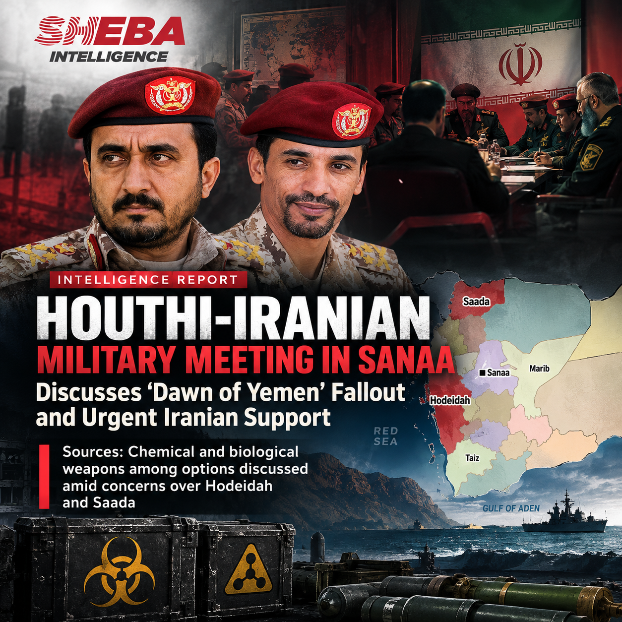 Houthi-Iranian Military Meeting in Sanaa Discusses ‘Dawn of Yemen’ Fallout and Urgent Iranian Support