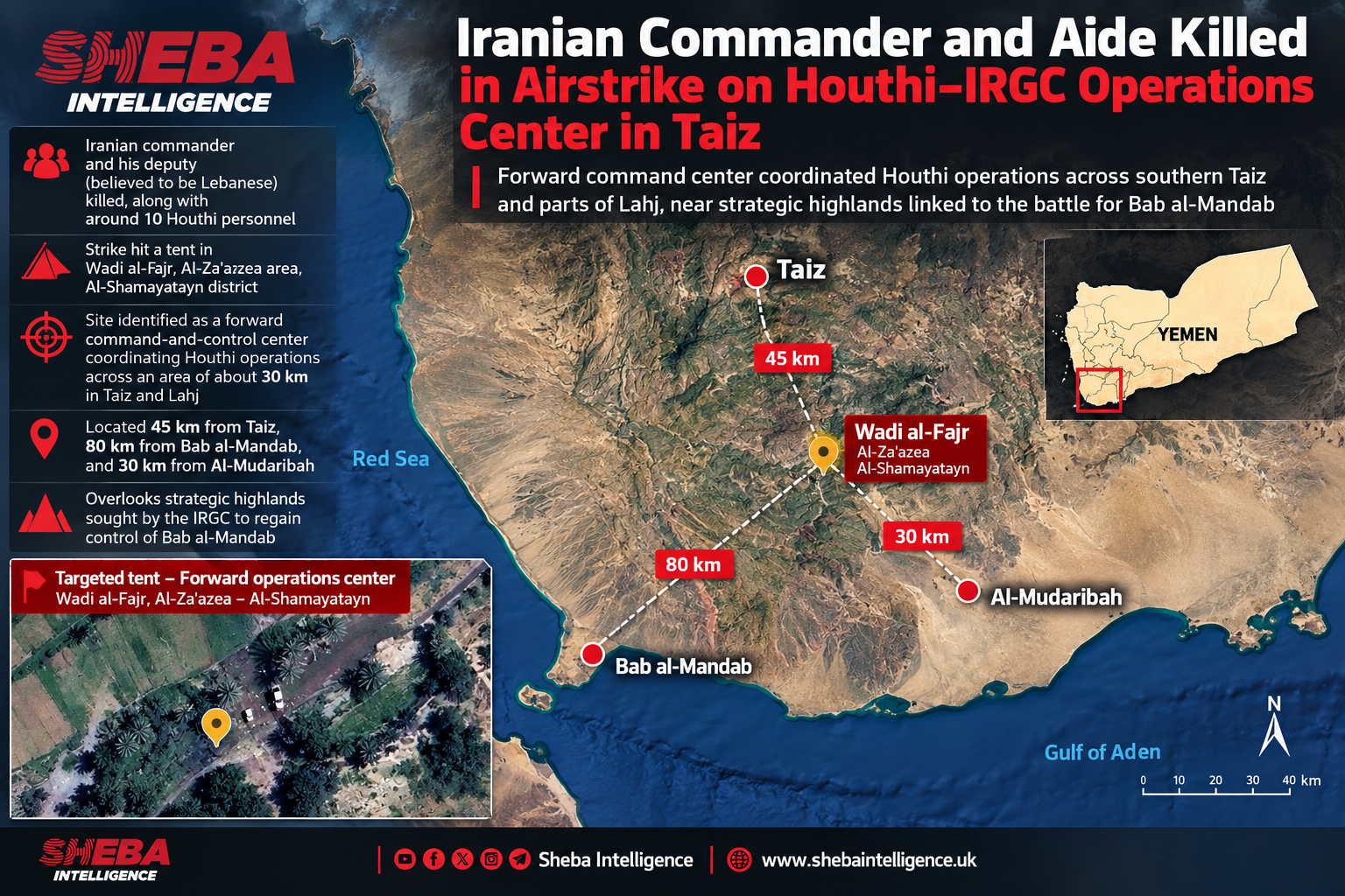Iranian Commander and Aide Reportedly Killed in Airstrike on Houthi–IRGC Operations Center in Taiz